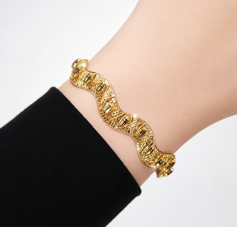 Merchant9 Gelang ELORA Wave Caterpillar Kerawang L:0.8CM