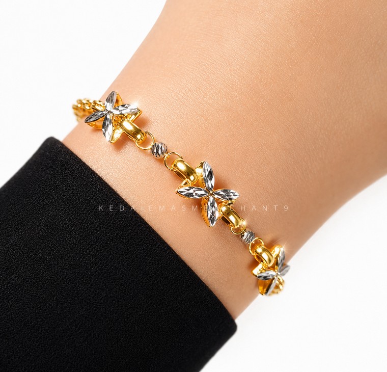 Merchant9 Rantai Tangan Choker Sauh Polish Bunga Tanjung 2C L:0.75CM