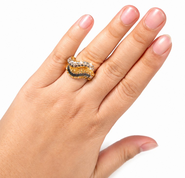 Merchant9 Cincin Emas Wave Kerawang 2 Layer 2C
