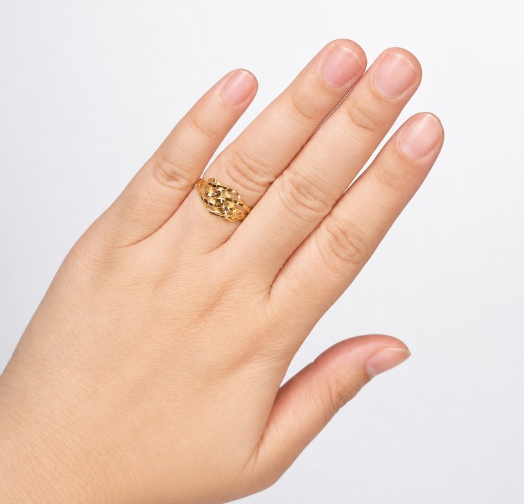 Merchant9 Cincin Emas Wave Silang Dot Dimensi L:0.95CM