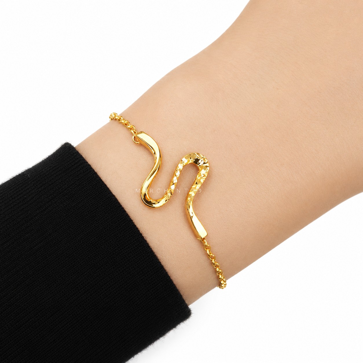 Merchant9 Rantai Tangan Choker Sauh Wave Dimensi L:1.65CM