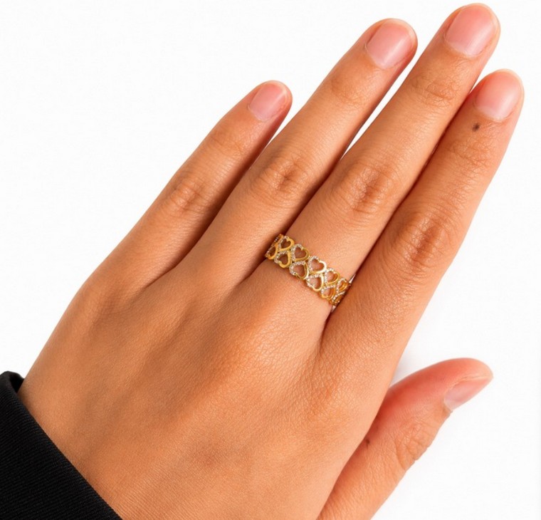 Merchant9 Cincin Emas Love Double Layer Diamond Cut
