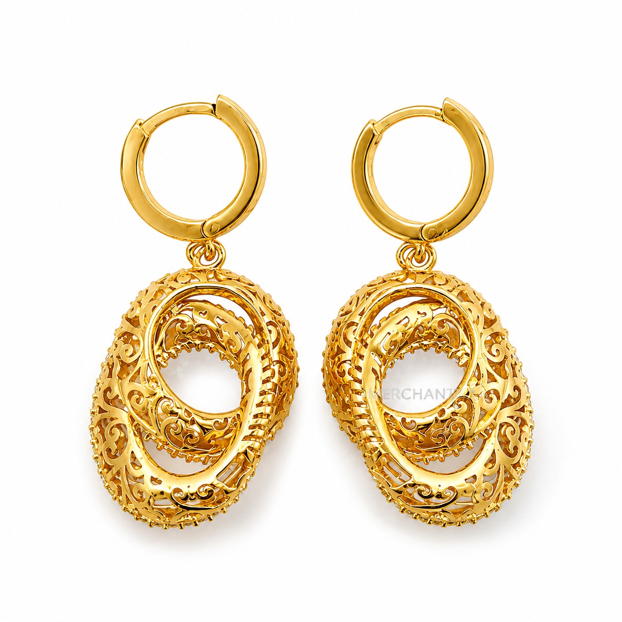 Merchant9 Subang Dangle Oval Kerawang Permata