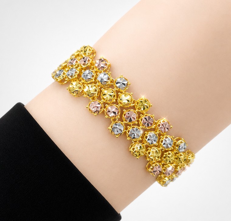 Merchant9 Rantai Tangan Louise Kerawang Star Diamond Cut 3C  L:1.4CM
