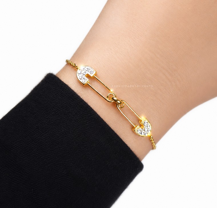 Merchant9 Rantai Tangan Sauh Celeste Double Embrace Diamond Cut 2C L:0.75CM