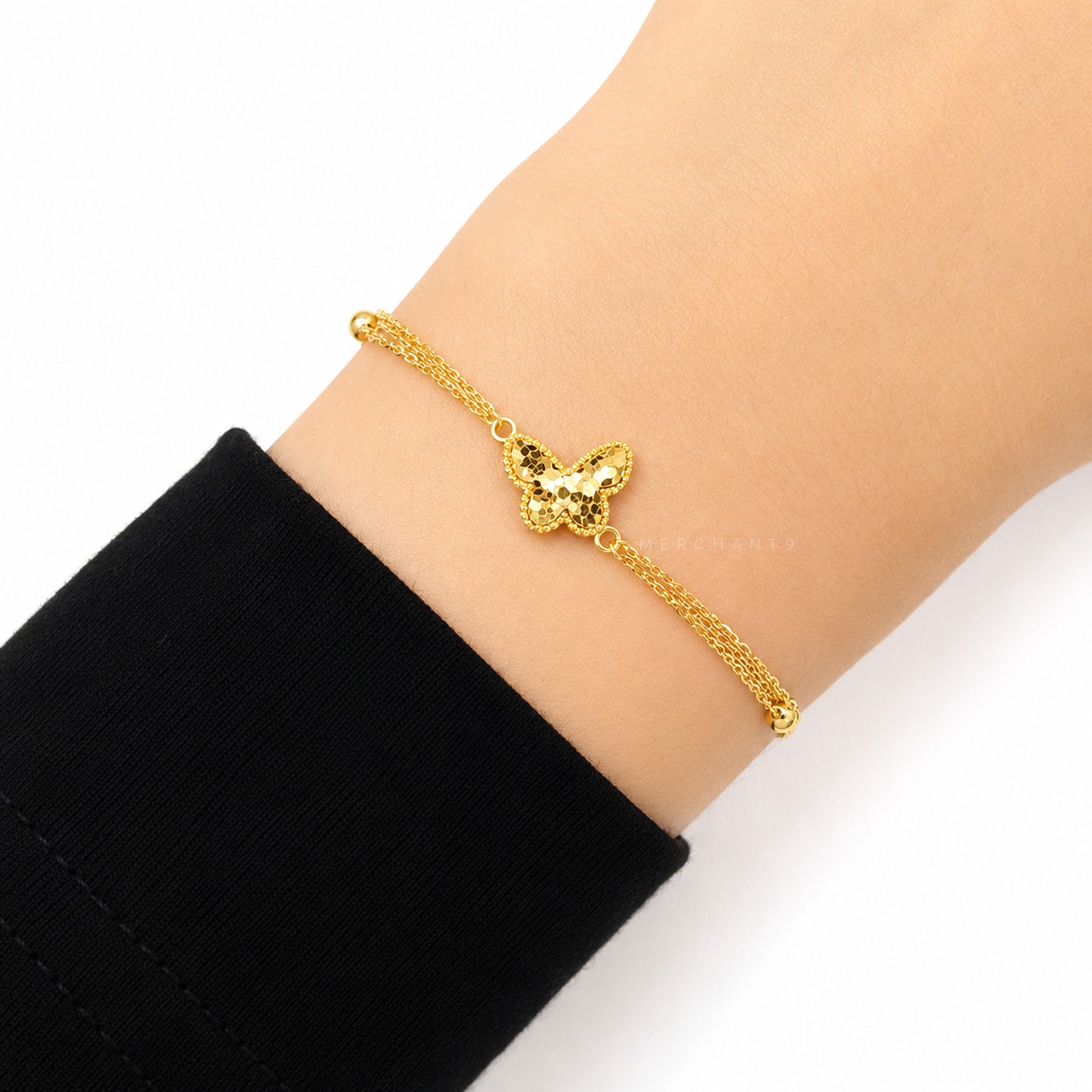 Merchant9 Rantai Tangan Choker Double Polo Honey Butterfly  L:0.8CM