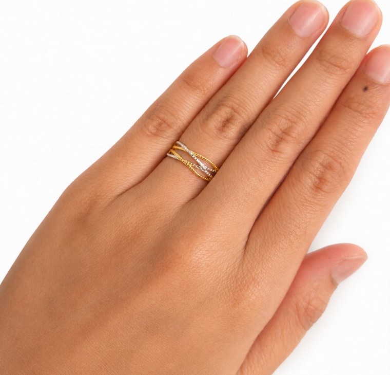 Merchant9 Cincin Emas Silang Rope Diamond Cut L:0.65CM