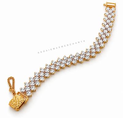 Merchant9 Rantai Tangan Louise Diamond Cut 3 Layer L:1.2CM (KLIP PETAK)