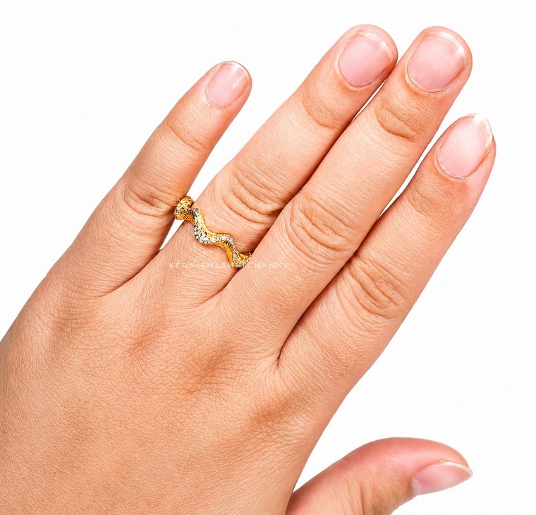 Merchant9 Cincin Emas Wave Kerawang Diamond Cut 2C L:0.35CM