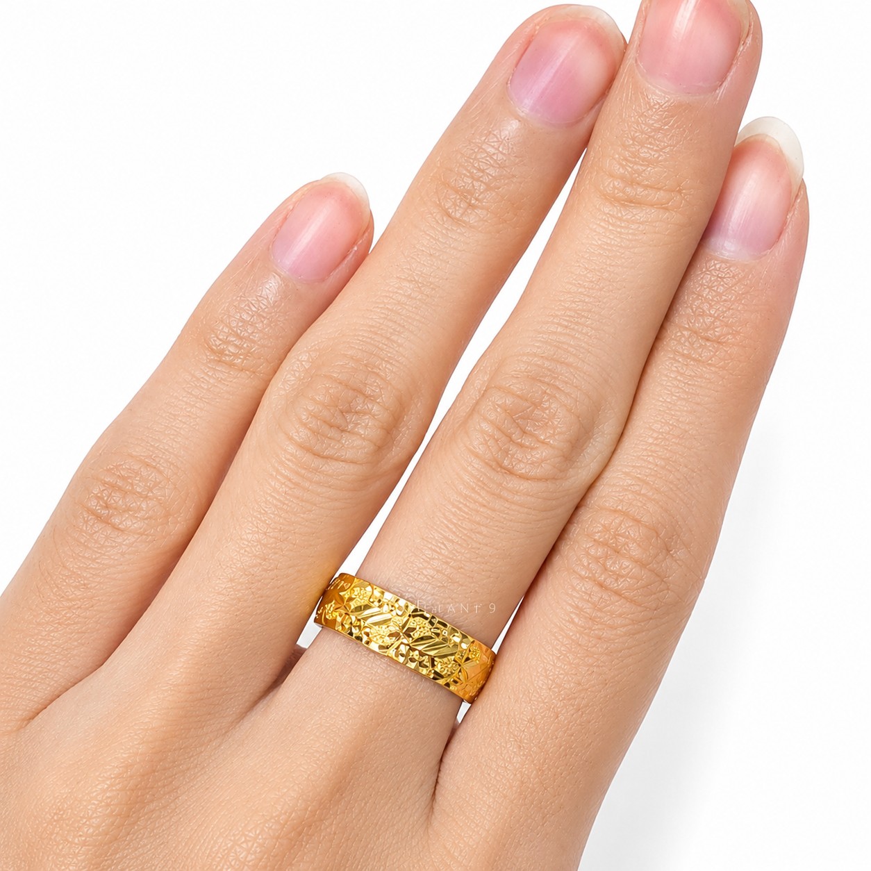 Merchant9 Cincin Emas Belah Rotan Leaf Star Pasir L:0.55CM