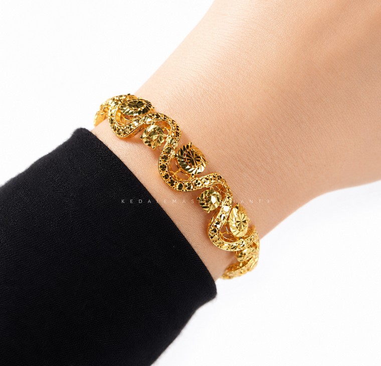 Merchant9 Rantai Tangan Wave Orbit Diamond Cut L:1.2CM (KLIP SLIDE)