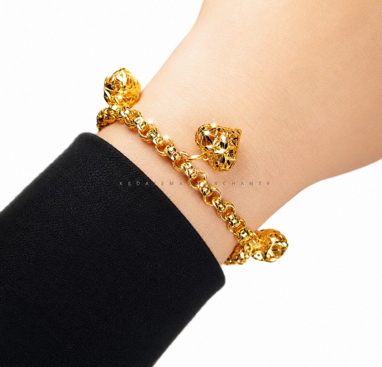 Merchant9 Rantai Tangan Kendi Kerawang Gantung Love L:0.4CM