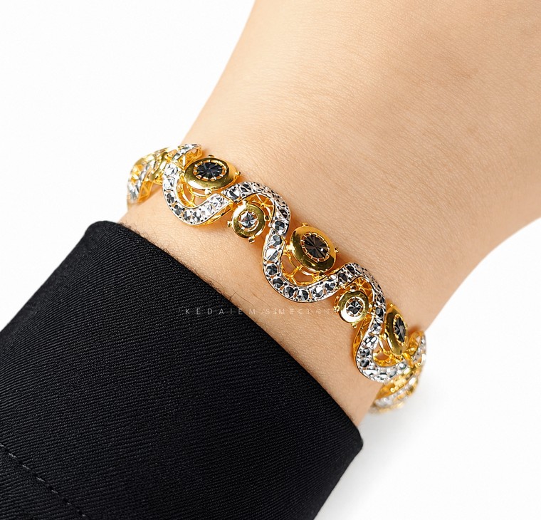 Merchant9 Rantai Tangan Wave Orbit Diamond Cut 2C L:1.2CM (KLIP SLIDE)