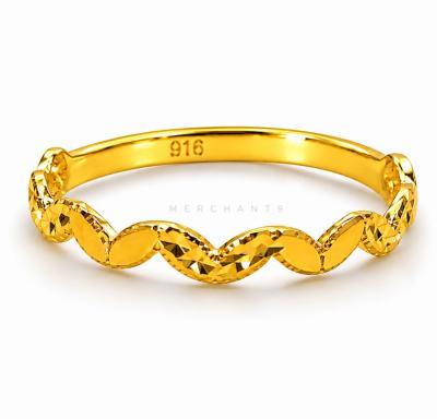 Merchant9 Cincin Emas Minimalist Leaf Diamond Cut L:0.25CM