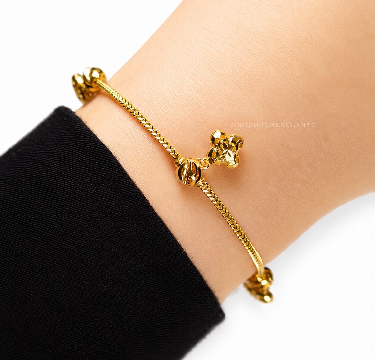 Merchant9 Rantai Tangan Mesin Box Gantung Clover Kerawang L:0.15CM