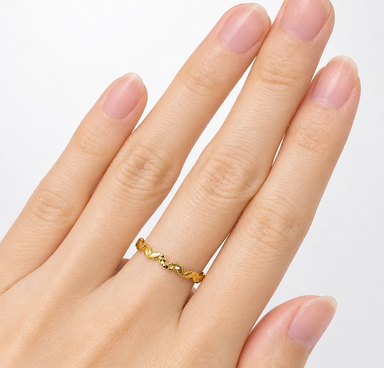 Merchant9 Cincin Emas Minimalist Leaf Diamond Cut L:0.25CM