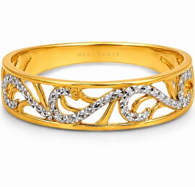 Merchant9 Cincin Emas Wave Kerawang Diamond Cut 2C L:0.5CM