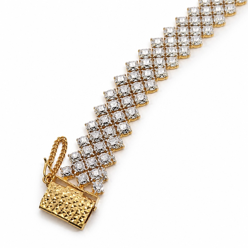 Merchant9 Rantai Tangan Louise Diamond Cut 3 Layer L:1.9CM (KLIP PETAK)