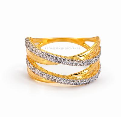 Merchant9 Cincin Fesyen Silang Double Layer Diamond Cut 2C L:1CM