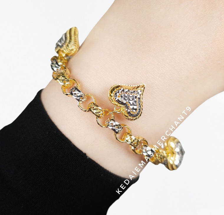Merchant9 Rantai Tangan Kendi Kerawang Gantung Love Chrome L:0.8CM
