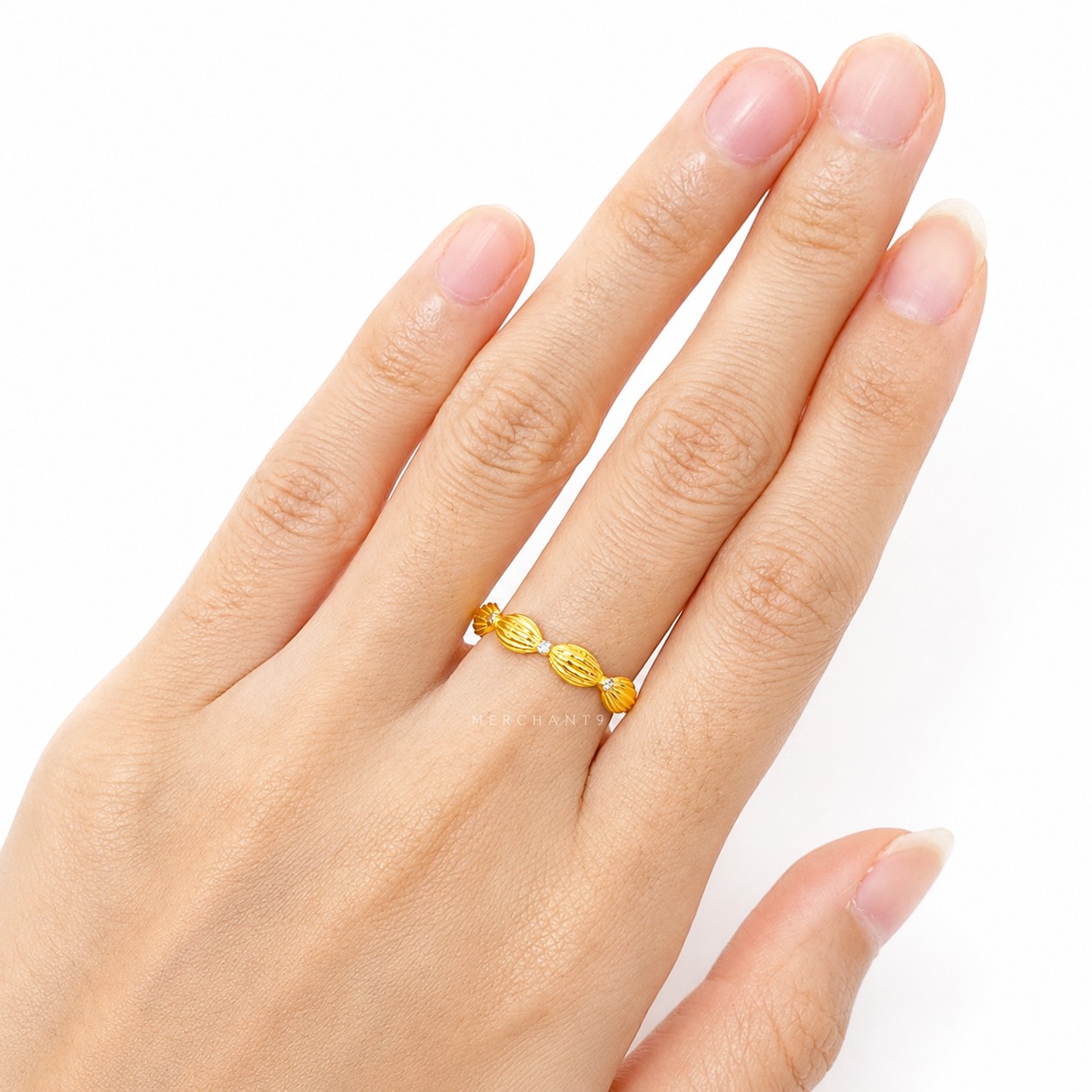 Merchant9 Cincin Emas Almond Stripe Dot 2C
