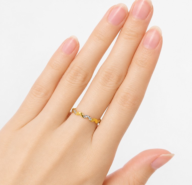 Merchant9 Cincin Emas Minimalist Leaf Diamond Cut 2C L:0.25CM