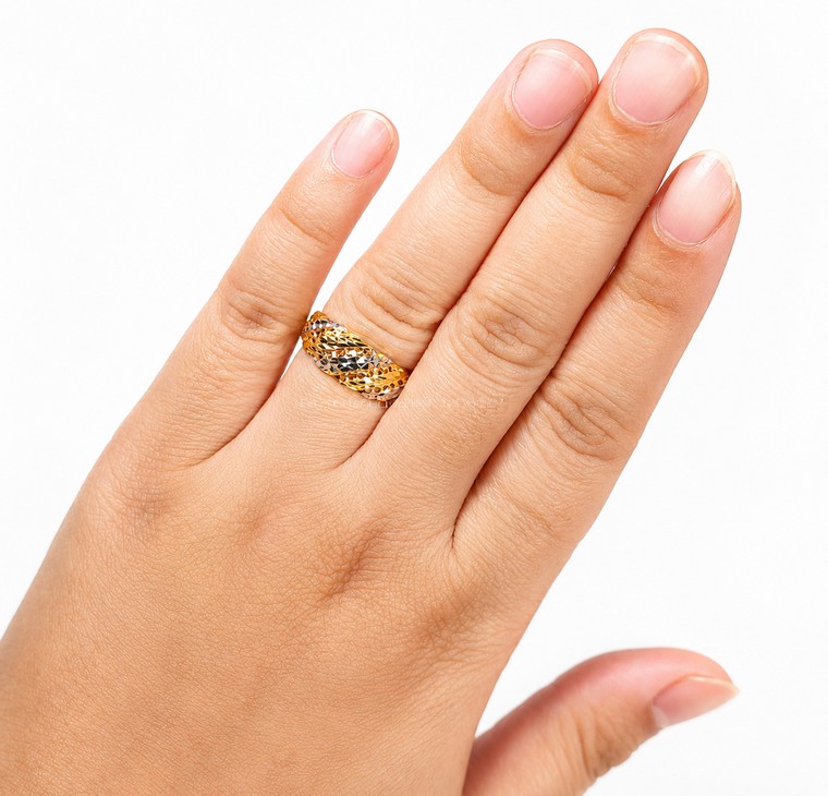 Merchant9 Cincin Emas Lintah Leaf Kerawang 2C L:0.7CM