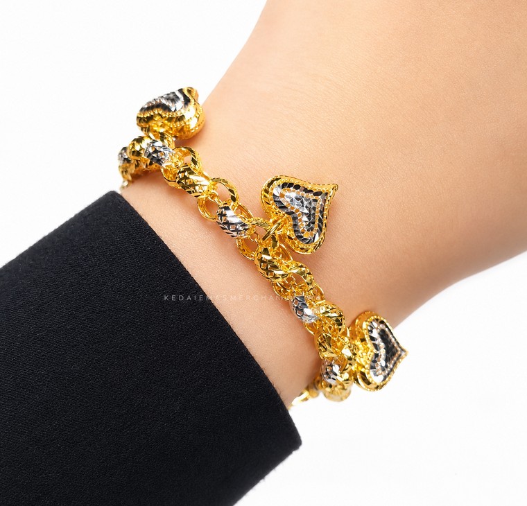 Merchant9 Rantai Tangan Kendi Kerawang Gantung Love 2C L:0.7CM