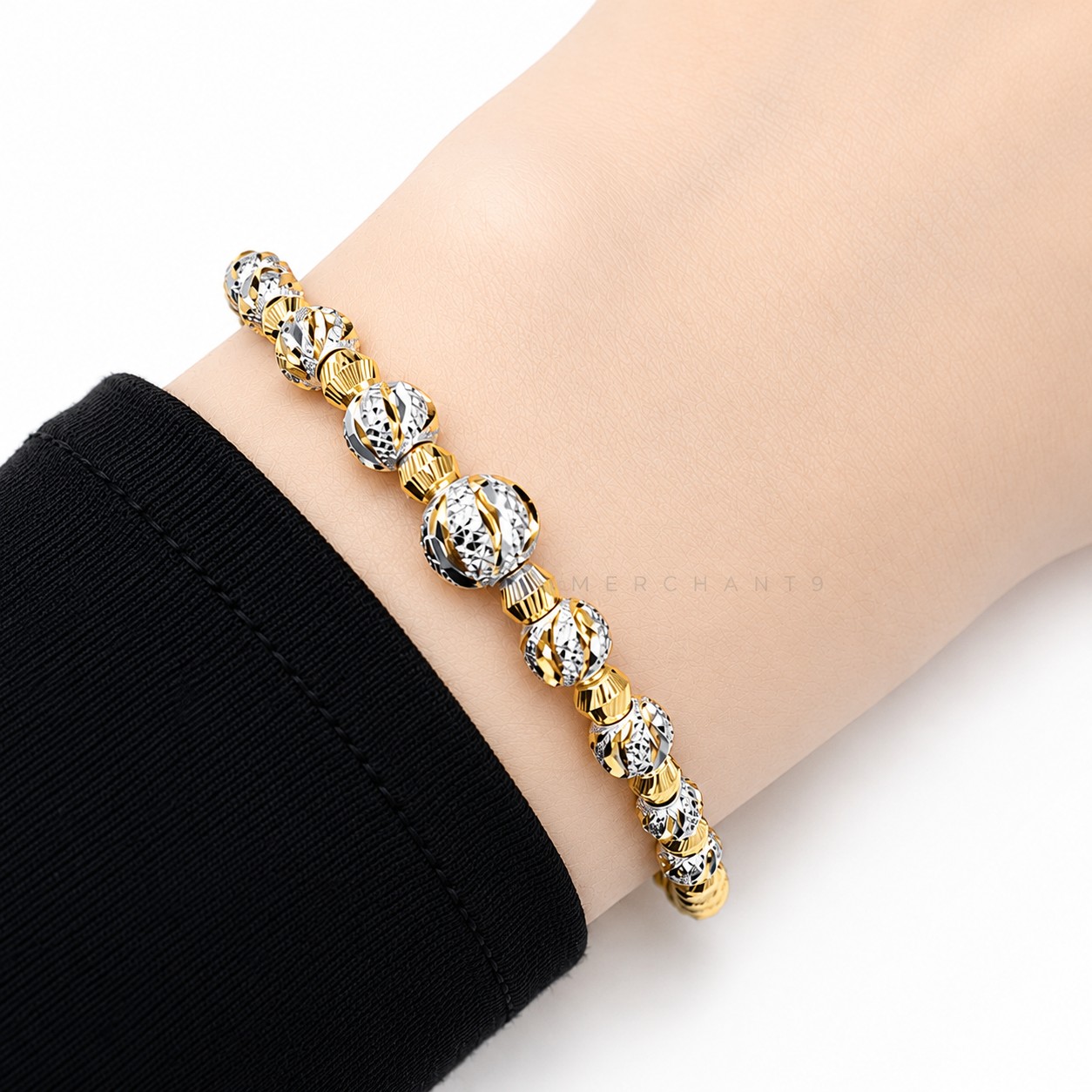 Merchant9 Rantai Tangan Choker Bola Marble Chrome L:0.5CM