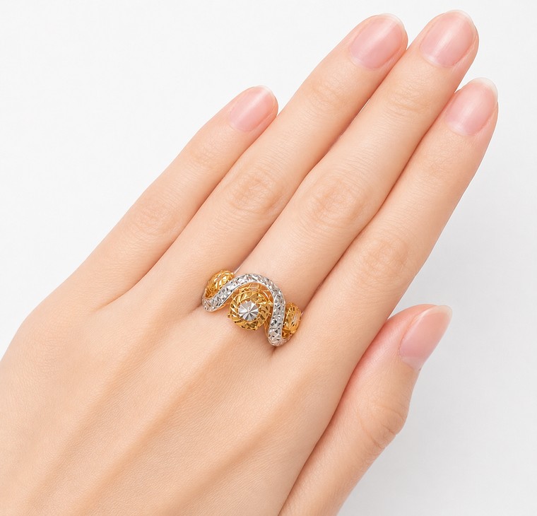 Merchant9 Cincin Emas Wave Orbit Diamond Cut L:1.1CM