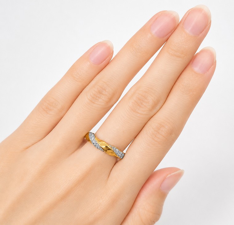 Merchant9 Cincin Emas Twist Diamond Cut 2C Padu L:0.4CM
