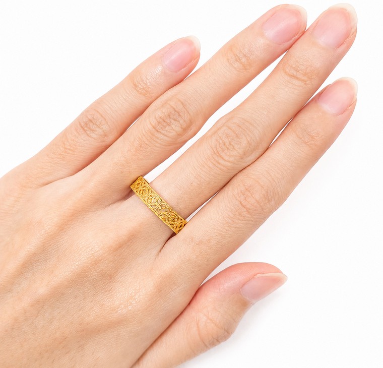 Merchant9 Cincin Emas Belah Rotan Leaf L:0:4CM