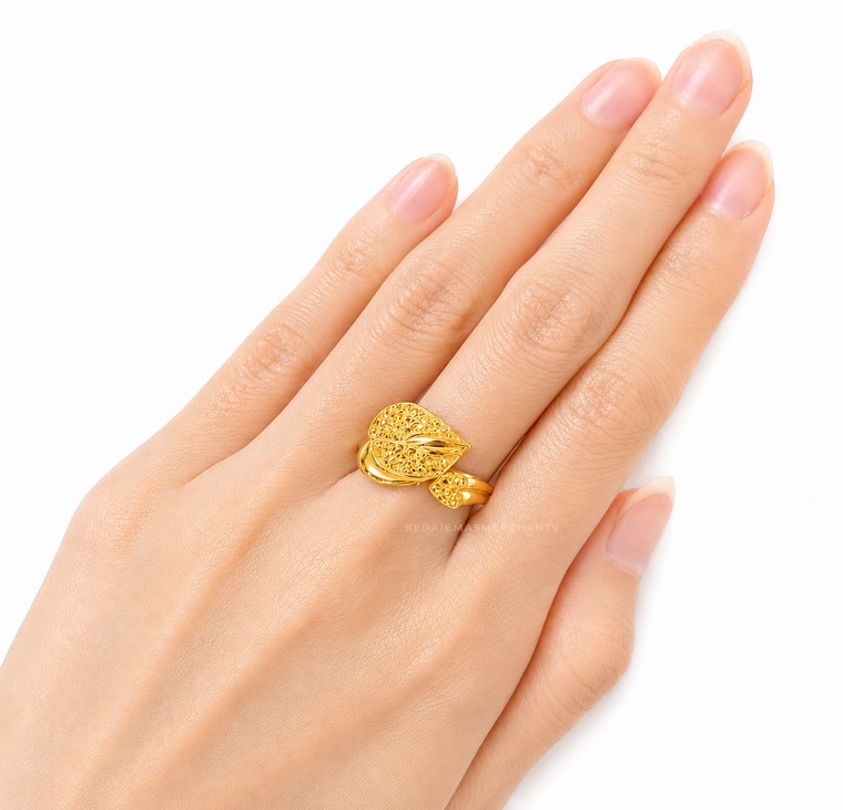 Merchant9 Cincin Emas Aureleaf Love Diamond Cut