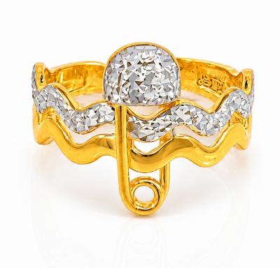 Merchant9 Cincin Emas CELESTE EMBRACE Wave Diamond Cut 2 Layer