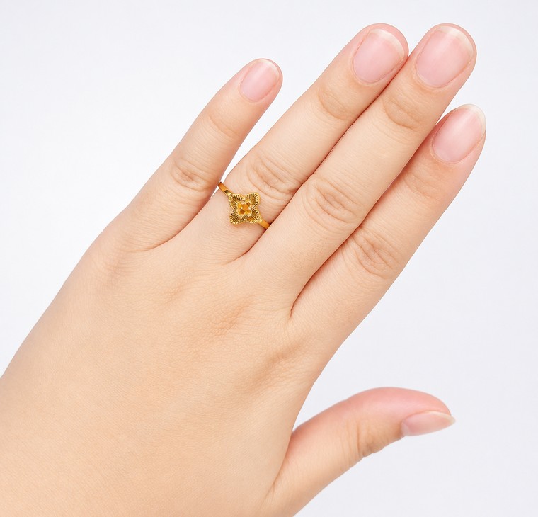 Merchant9 Cincin Emas Fleur Clover Stripes L:0.95CM