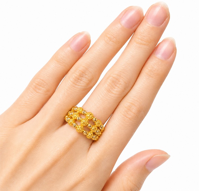 Merchant9 Cincin Emas Boba Dimensi Nonagon 3 Layer L:1.2CM