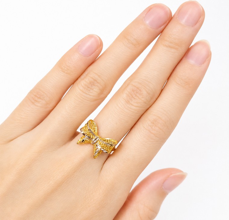 Merchant9 Cincin Emas Ribbon Kerawang 2C L:1CM