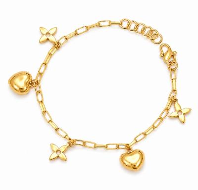 Merchant9 Rantai Tangan Sauh Polish Gantung Love Floral L:0.2CM