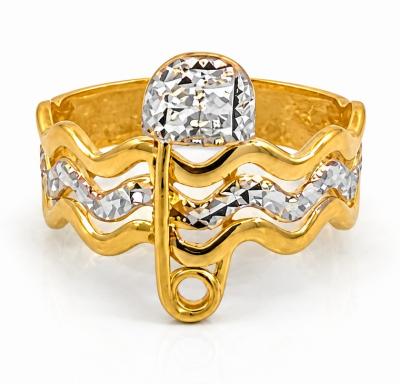 Merchant9 Cincin Emas CELESTE EMBRACE Wave Diamond Cut 3 Layer