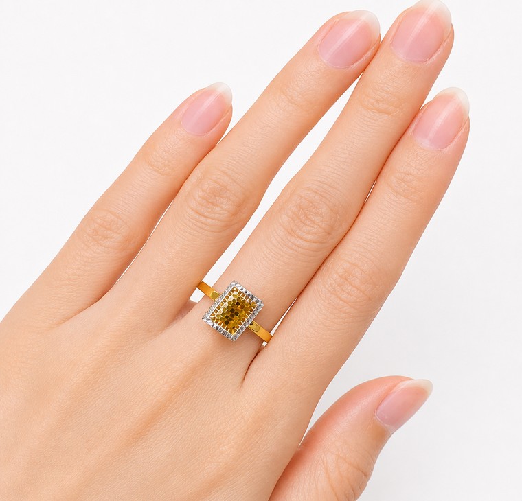 Merchant9 Cincin Emas Rectangle Honmeycomb 2C L:1CM