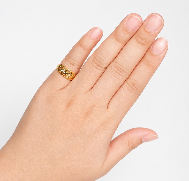 Merchant9 Cincin Emas Lintah Dimensi Kerawang 2C L:0.75CM