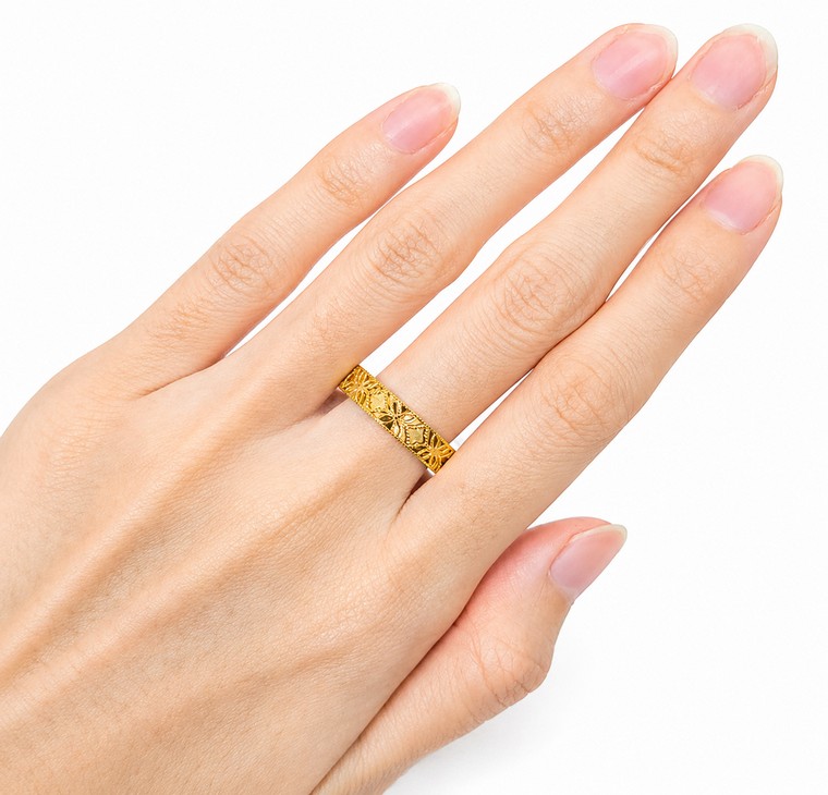 Merchant9 Cincin Emas Belah Rotan Leaf VC Padu L:0:45CM