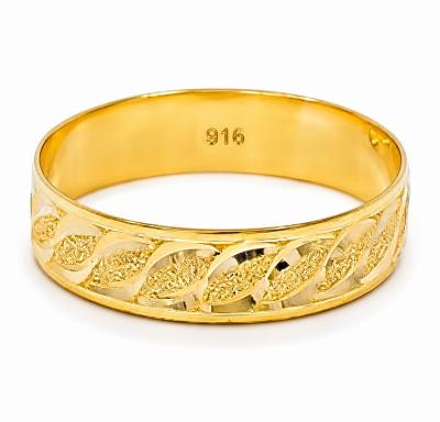 Merchant9 Cincin Emas Belah Rotan Wave Pasir L:0.5CM