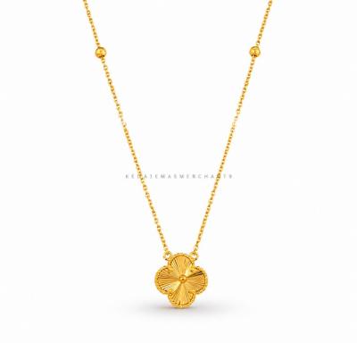Merchant9 Rantai Leher Choker Sauh VC 1 Clover Padu L:1.2CM