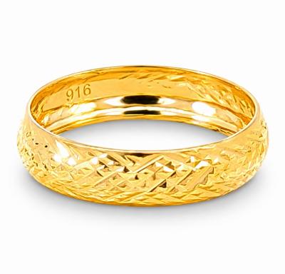 Merchant9 Cincin Emas Belah Rotan Dimensi Stripe Stamping L:0.4CM
