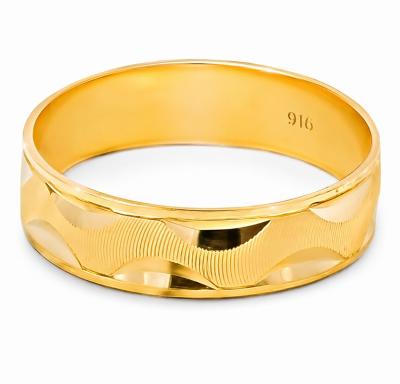Merchant9 Cincin Emas Belah Rotan Wave Stripe L:0.45CM