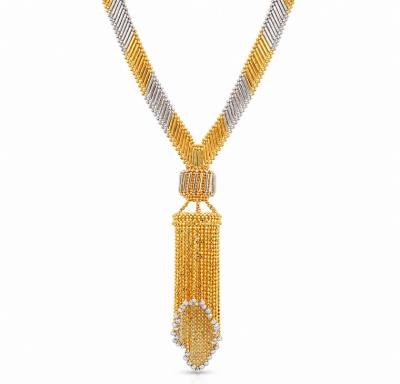 Merchant9 Rantai Leher THURAYA Choker Diagonal Buluh Boba Fringe 2C