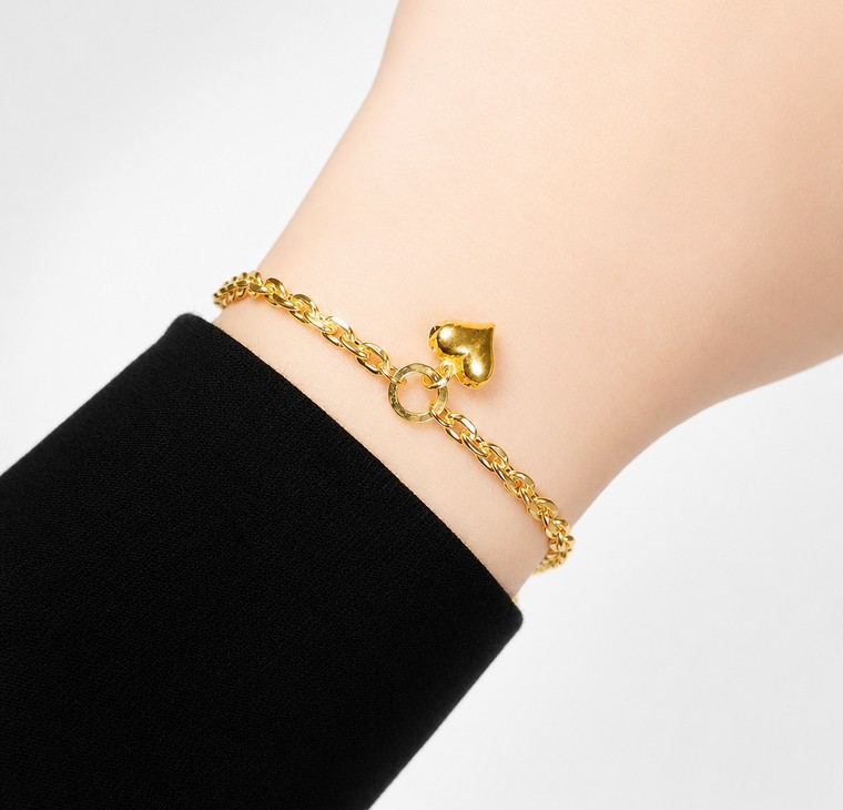Merchant9 Rantai Tangan Choker Sauh Oval Polish Love L:0.4CM