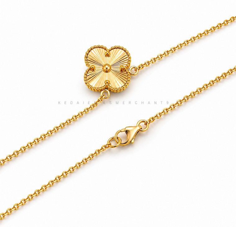 Merchant9 Rantai Leher Choker Sauh VC 1 Clover Padu L:1.2CM