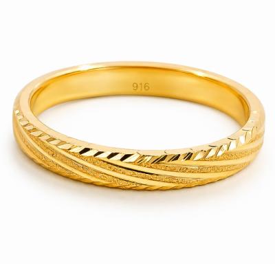 Merchant9 Cincin Emas Belah Rotan Stripes Pasir L:0.3CM